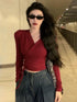 Wrap V-neck Long Sleeves Tops